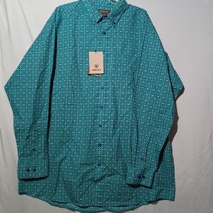 Ariat Men's Blue Patterned Casual Shirt XXL Tall NWT